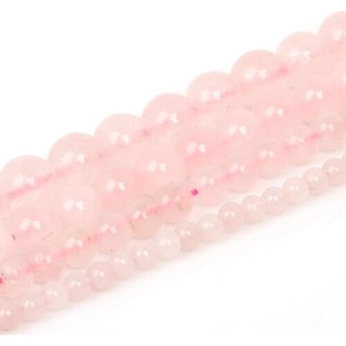Wholesale Pick Size 4/6/8/10mm 15''/strand Pink Quartz Round Natural Stone Beads for Bracelet Necklace DIY Jewelry Making
