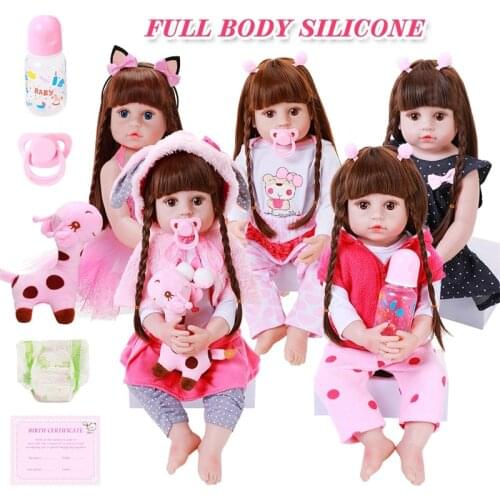 55CM Bebe Doll Reborn Baby Doll for Children Toys Toddler 22 inch Full Silicone Princess Girl Reborn Doll Bath Toy Birthday Gift