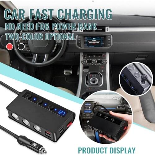 Usb Port Multi-function Car Charger Qc3.0 Fast Charging Car Phone Charging Socket Car Cigarette Lighter