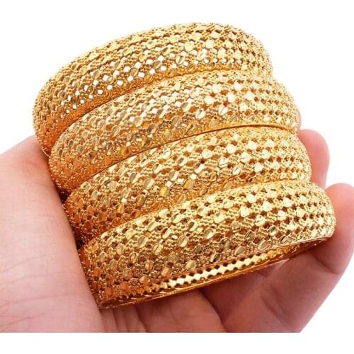 Fashion 24k Gold Color Dubai Bangles For Women African Wedding Jewelry Middle East Items Bride Wedding Bracelet Jewelry Gifts