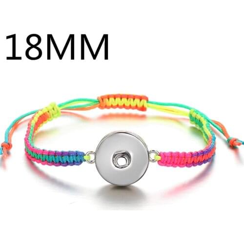 Fashion SE0185 Beauty Gradient color Rope adjustable snap bracelet fit 12mm/18mm snap buttons wholesale