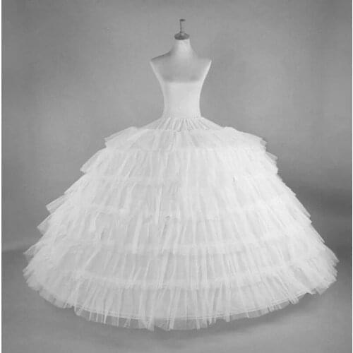 Bridal Wedding Dress Super Big Petticoat Floor Length 6 Steel Hoops 6 Layer Yarn Elastic Waistband Ball Gown Underskirt