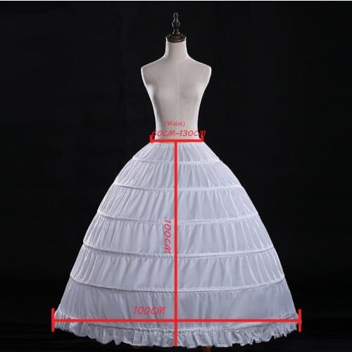 White New 6 Hoops Petticoats Bustle for Ball Gown Wedding Dresses Underskirt Bridal Accessories Bridal Crinolines Skirts