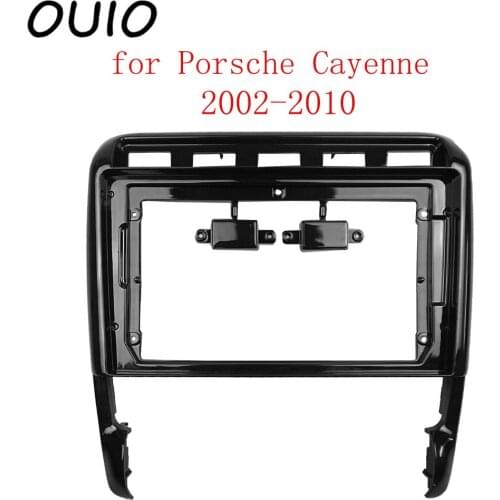 OUIO 9 inch car dashboard Double Din DVD frame decoration kit dashboard panel suitable for Porsche Cayenne 2002-2010 frame