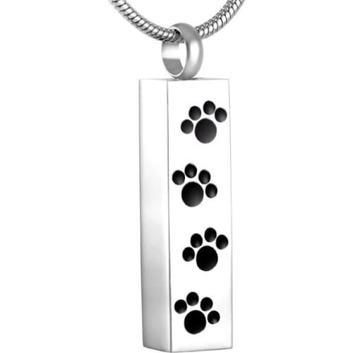 IJD8600 Dog cremation pendant with black paw printed memorial urn necklace pet ashes holder keepsake stainless steel jewelry