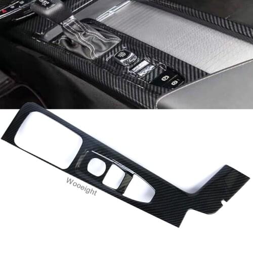 Wooeight Car Interior Carbon Fiber Style Gear Shift Panel Center Console Cover Trim Frame Sticker Fit For Volvo XC60 2018 2019