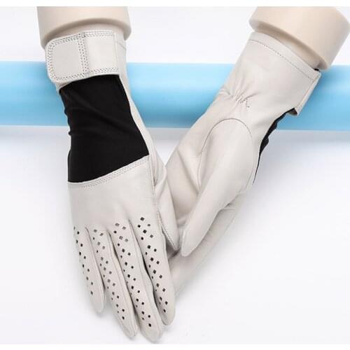 NEW 2020 Genuine Leather Women Gloves Female Spring Autumn Thin Style Breathable Sheepskin Gloves Fashion Patchwork 1008