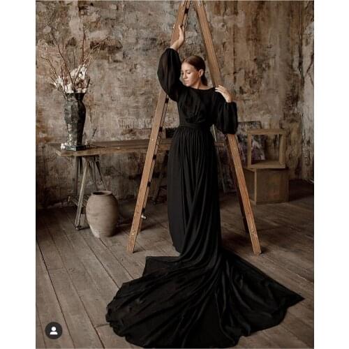 Long Sleeve Maxi Maternity Dress for Photo Shoot Elegant Fitted Gown Pregnancy Dress for Baby Shower Women Photography Prop 2021