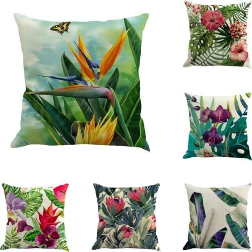 Plants Pillow Case 45*45 cm Polyester Fabric Car Chair Decorative Cushion Covers Green Leaves Square Throw Pillow Cover Hot Sale