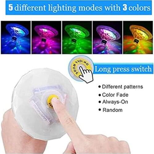 8*8cm Floating Swimming Pool Lights with 5 Modes RGB Color Changing Pool Lights IP67 Waterproof Underwater Lights for Pool Party