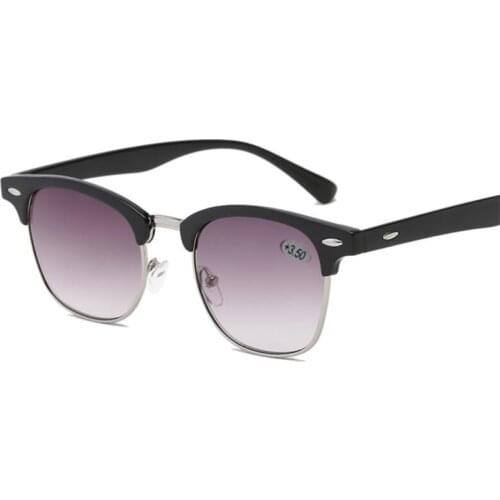 Sunglasses Reading Glasses Men Women Half Frame Square Glasses With Diopter UV400 Sun Reader French Presbyopia +1.0 To +3.5