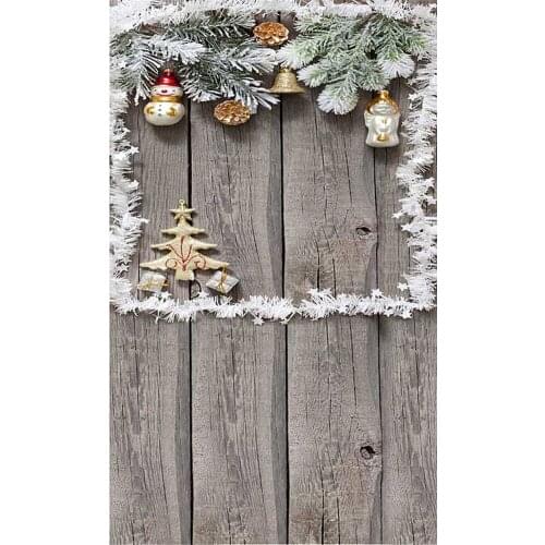 Photography Background Vinyl White Snow Flowers Baby Xmas Tree Festival Background Wood Floor For Photo Studio