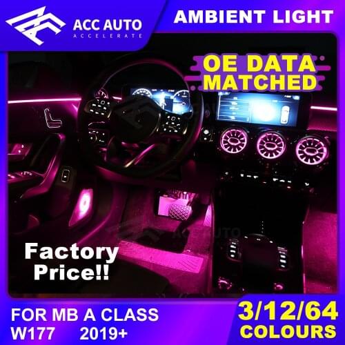 For A Class W177 2019 A300 LED Ambient Lamp Center Console DIY LED Light Car Accessories Atmosphere Advanced