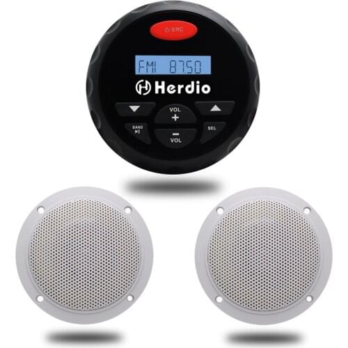 Waterproof Marine Stereo Bluetooth FM AM Radio MP3 Player + 4'' Marine Boat Waterproof Celling Speaker For Outdoor SPA ATV UTV