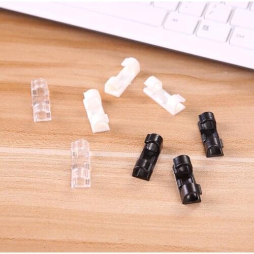 20PCS/lot Cord Clip Winder Cable Drop Clip Desk Tidy Organiser Wire Cord Lead USB Charger Cord Holder Secure Table