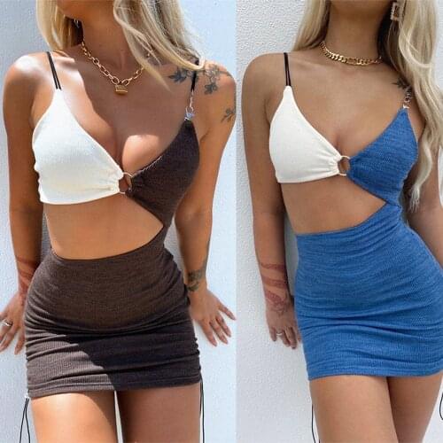 Cryptographic Spaghetti Strap Drawstring Ruched Cut-Out Sexy Backless Mini Dress for Women Club Party Sleeveless Dresses Bodycon