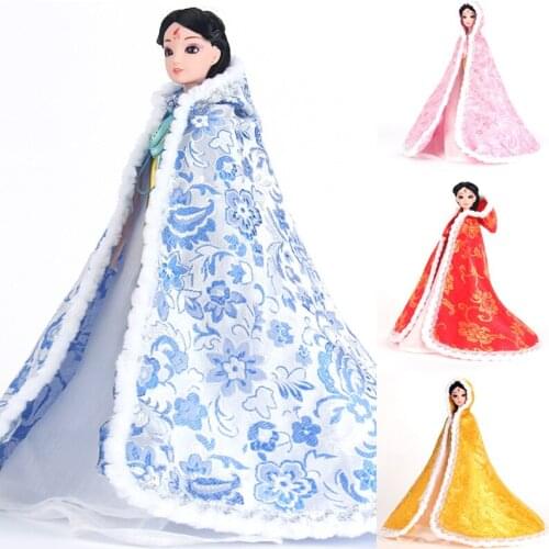 1/6 Retro Cloak For 30cm Dolls Chinese Style Coat Winter Cloak Ancient Embroidered Clothes DIY Doll Accessories