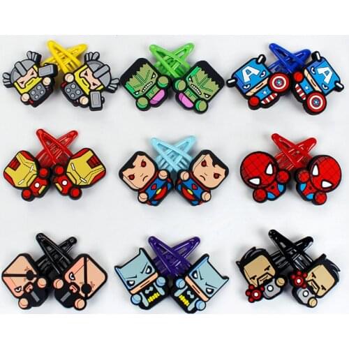 1 Pairs BB Clip Marvel Superheroes Spiderman Iron Man Hulk Thor Anime Cartoon Children Baby Hairpin Accessories