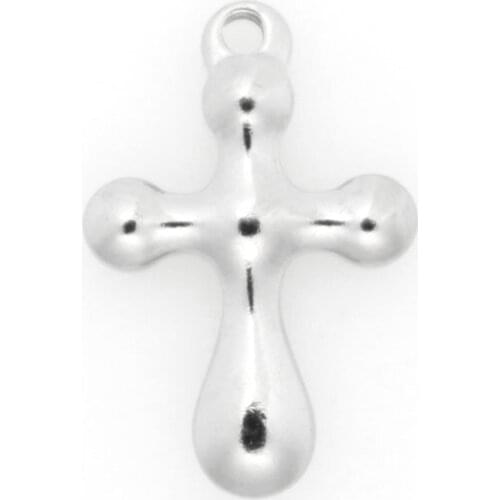 10 PCs 304 Stainless Steel Charms Cross Silver Color 22mm x 14mm