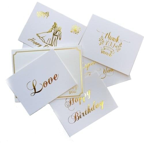 10Pcs/lot Mini greeting card Bronzing small card invitation card envelope for birthday chrismas