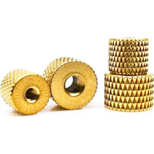 10pcs Solid Brass Copper Cylindrical Adjusting Knurled Thumb Nut Pinapple Pattern Thumbnut for Air Water Cooling Fan PC Case