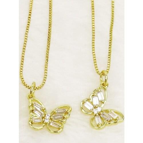 10 Pcs Gold color Butterfly Pendant necklace Zircon Butterfly pendant Jewelry Necklace New design 51608