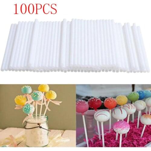 Hot 100 pcs Pop Sucker Sticks Chocolate Cake Lollipop Lolly Candy Making Mould White DIY Baking Tools