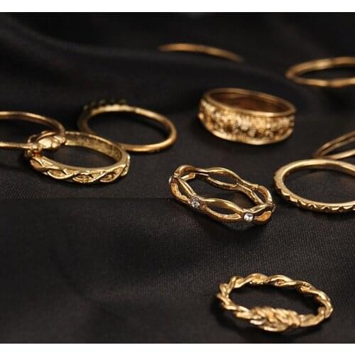 12 pieces/set Bohemian retro ladies ring set punk ring gift multi-function ring body ring multiple sizes for easy replacement