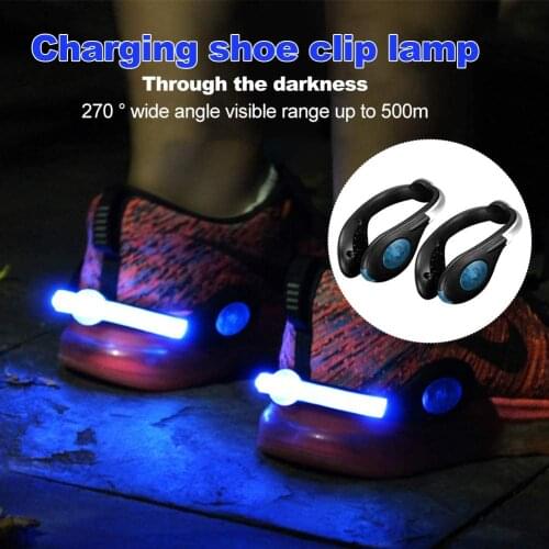 LED Shoes Clip Safety Lights Color Steady and Flash Modes Night Running Walking Riding Safety Blink USB Rechageable 2PCS