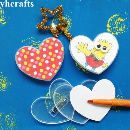 3PCS/LOT,DIY platic blank heart badge Button pins brooch Team logo Goody bag favor Kindergarten arts and games Mothers day gift