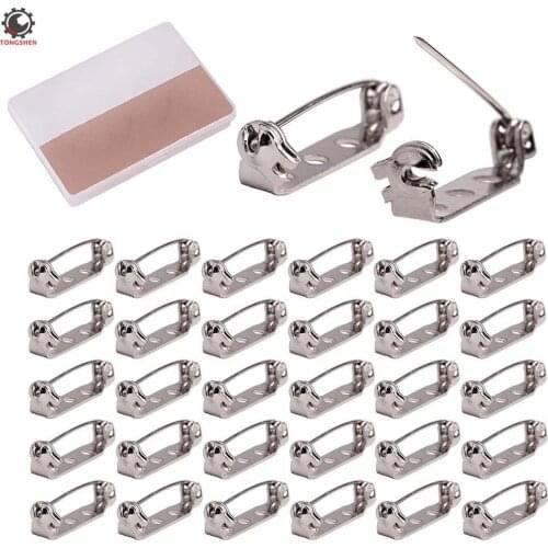 36pcs Brooch Pin Backs Bar Pin Back Clasp Silver Tone Brooch Pin Backs with Safety Locking Silver Tone Pin Back Clasp Brooch Na