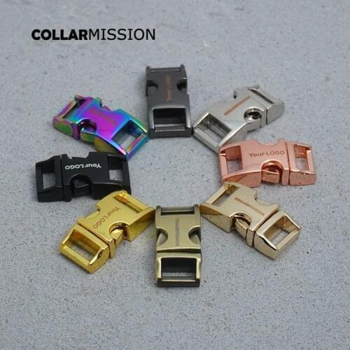 50pcs/lot Engraved retailing side release buckle for DIY dog collars accessory high quality 10mm webbing sewing 8 kinds