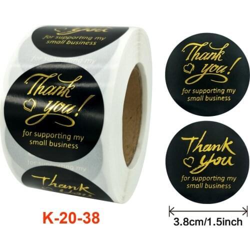 500pcs 1.5inch Black Gold Stickers Labels Seals Thank You for Supporting My Small Business Stickers Round Kraft Labels For Shop