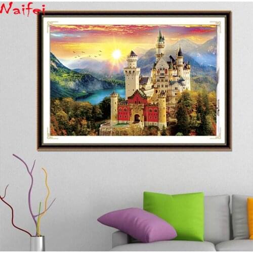 DIY 5D Diamond Painting Cross Stitch Mountain Castles Mosaic diamond embroidery Needlework Patterns Rhinestone paintings