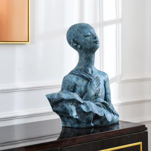 Large Size 57cm Modern Art Blue Vintage Abstract Figure Statue Home Hotel Exhibit Decoration Statue Gift Home Decor Accessories