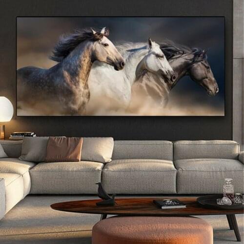 Black and White Horse Abstract Canvas Painting Poster Print Modern Wall Art Animal Pictures for Living Room Home Decor Cuadros