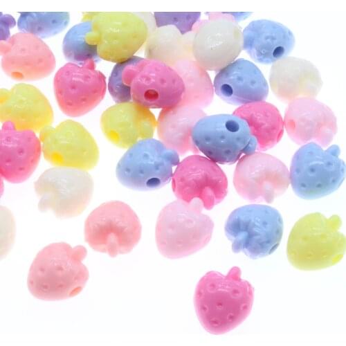 CHONGAI 30Pcs Strawberry Mixed Candy Color Acrylic Beaded DIY Accessories Beads For Jewelry Bracelets Making 10mm