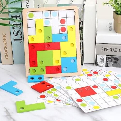 Logical Thinking Puzzle Interesting Wooden Tetris Game Math Toys Educational Advanced Play 141