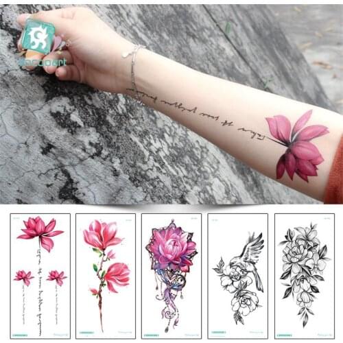 Individuality Simple Ink Flower Design Water Transfer Waterproof Temporary Tattoo Sticker For Women Arm Body Art Fake Tattoos