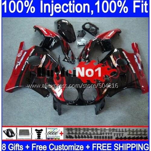 Injection For HONDA CBR 250RR CBR250RR 90 91 92 93 94 135MC.23 MC22 CBR250 RR 1995 1996 1997 1998 1999 OEM Fairing red flames