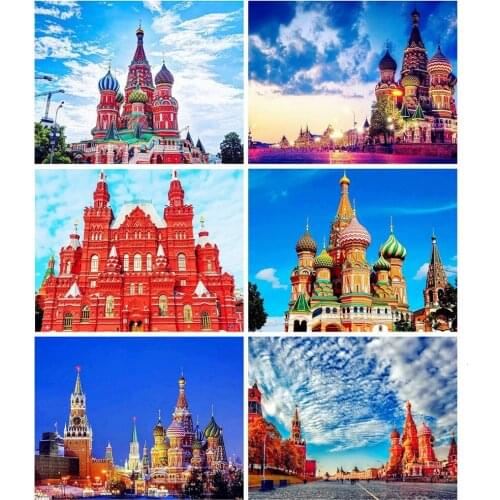 Yi Bright Full Square Round Diamond Painting 5D Castle Diamond Art Embroidery Landscape Mosaic Home Decoration Gift