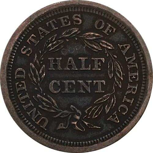 1856 United States Dollar Half Cent Collectibles Red Copper Copy Coin