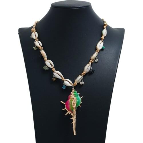 LZHLQ 2020 Bohemia Ethnic Collares Necklaces Multilayer Handmade Starfish Shell Statement Necklace Women Pendants Collier Female