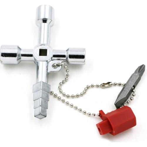 Multifunction Square Triangular Cabinet Wrench Universal 4-in-1 Key Cross Alloy Wrench Portable Train Electrical Valve Open Tool