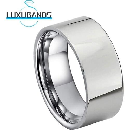 Men Wemens 10MM Tungsten Carbide Rings Flat Engagement Wedding Bands Polished Finished Comfort Fit