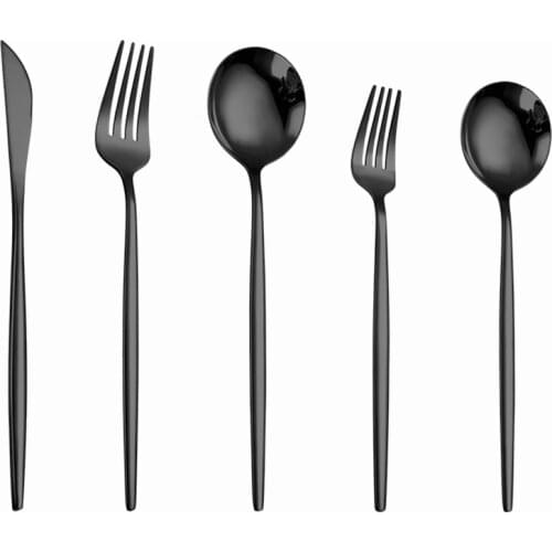Black Cutlery Set Stainless Steel Fork Spoon Knife Set Western Kitchen Dinnerware Travel Flatware Dessert Tableware Dropshipping