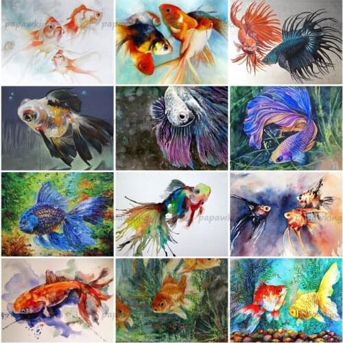 Papawking Diy Diamond Painting Funny Koi Good Luck Full Drill Embroidery Cross Stitch Kit Mosaic Handicraft Art Home Decor Gifts