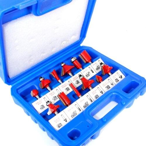 Router Bit Set of 15pcs 1/4 Inch Shank Carbide Tipped Woodworking Tool Set with Plastic Case