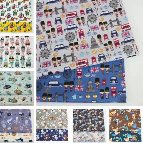2PCS 100% Cotton Fabric Bundle For DIY Sewing Baby Dress Patchwork Quilting Fat Quarters Tildas Home Sheets Animal Cartoon Serie