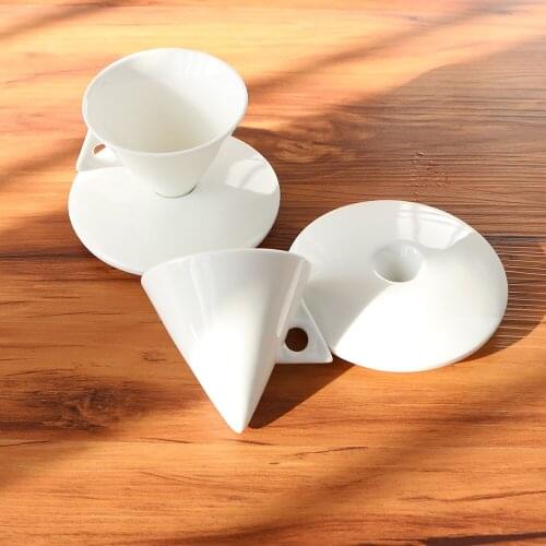Special Creative Coffee Cup And Saucer Sets-2pcs Set Couples Bone China Ceramic Cup Shaped White Cup With Spoon Tea Cup And Dish